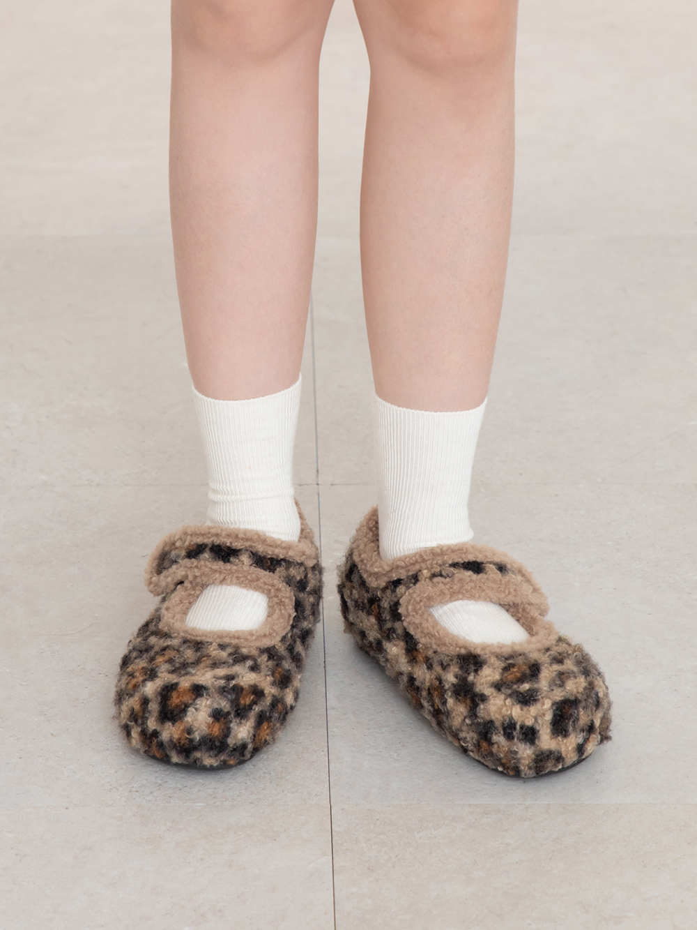 可愛萌系內增高毛毛瑪莉珍鞋 豹紋