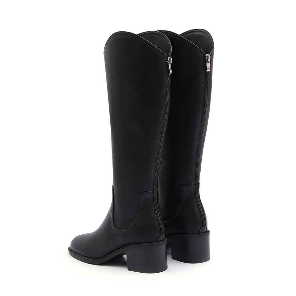 V-Cut Memory Foam Slim Long Boots Black