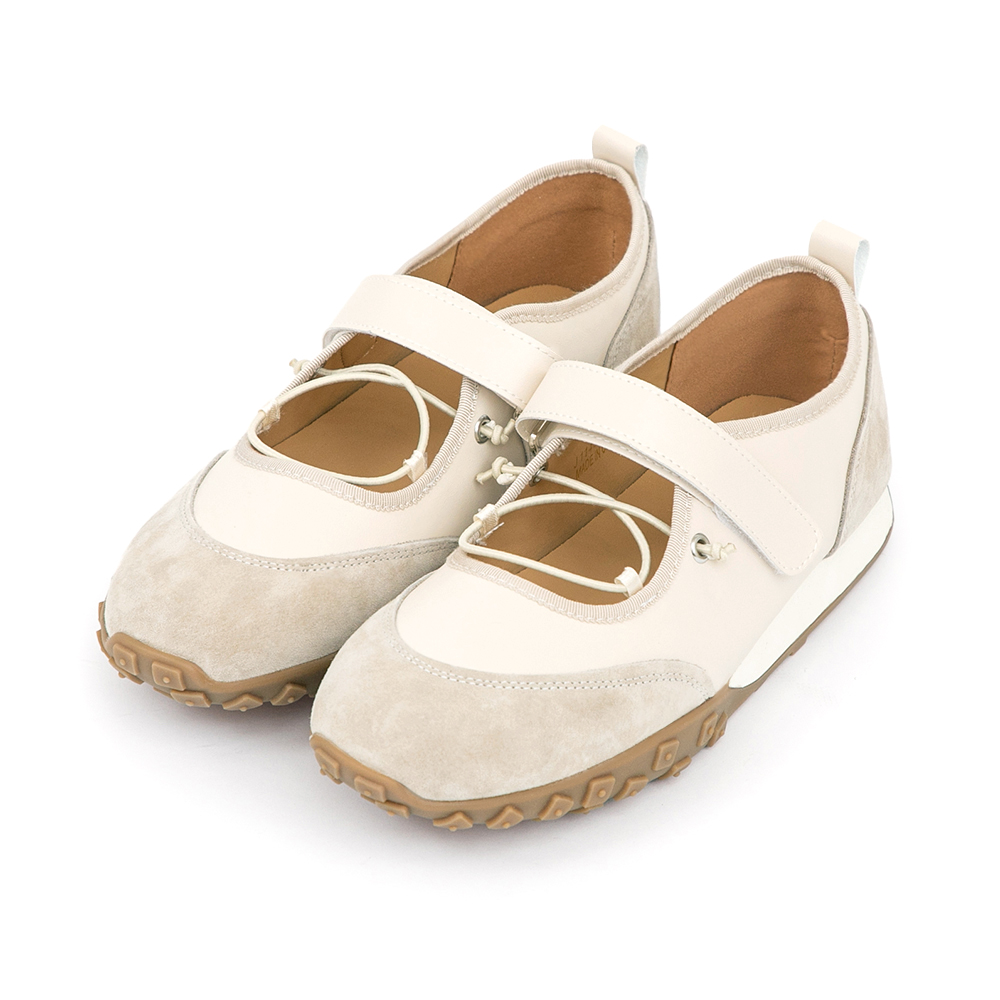 好穿趨勢交叉帶機能瑪莉珍鞋 米色