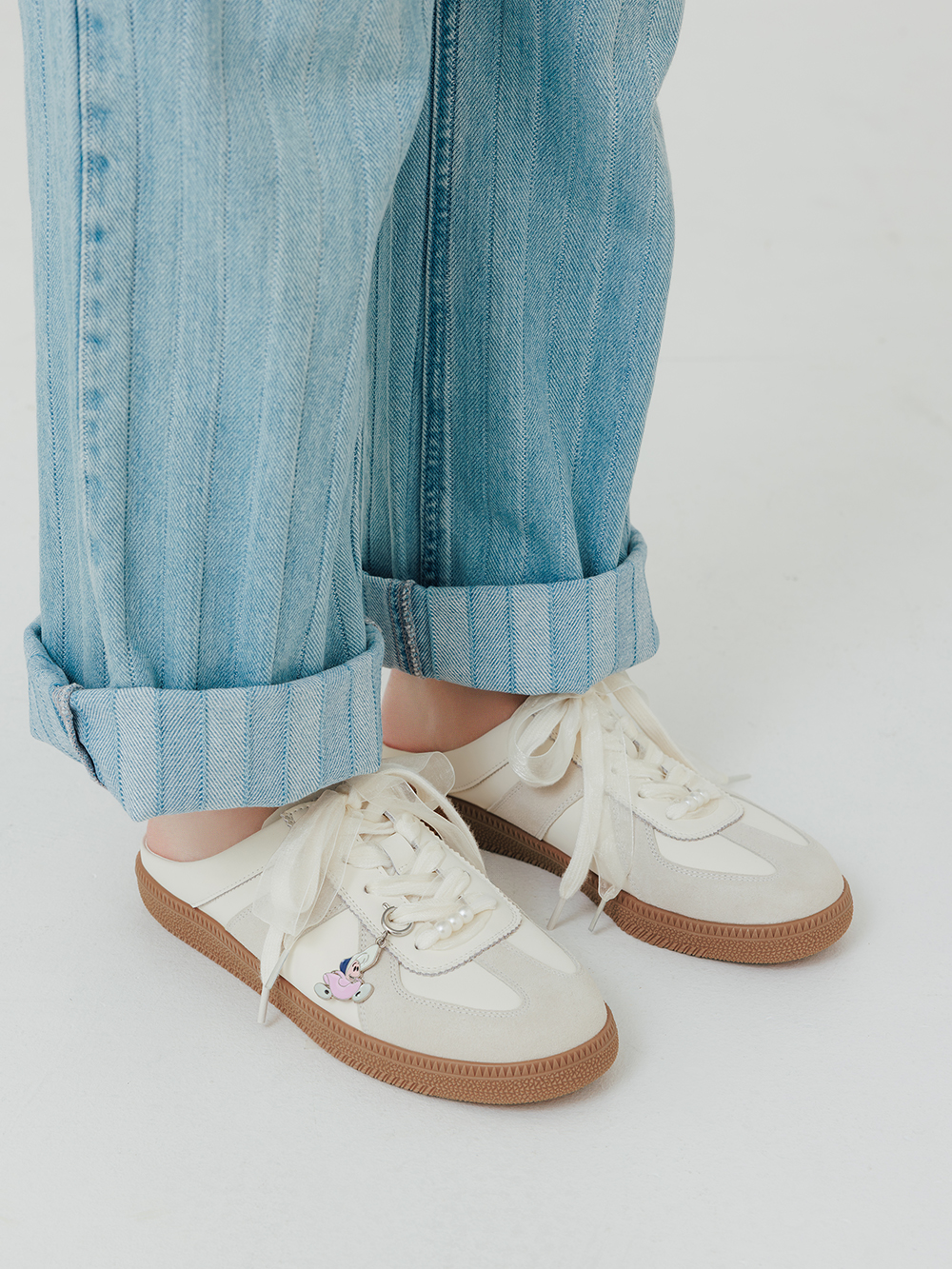 【Disney】牡蠣寶寶真皮德訓穆勒鞋 香草米