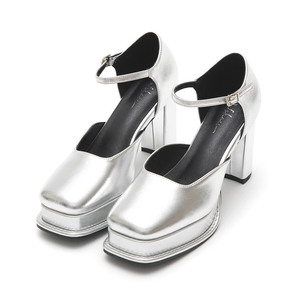 Platform Mary Jane Heels Silver