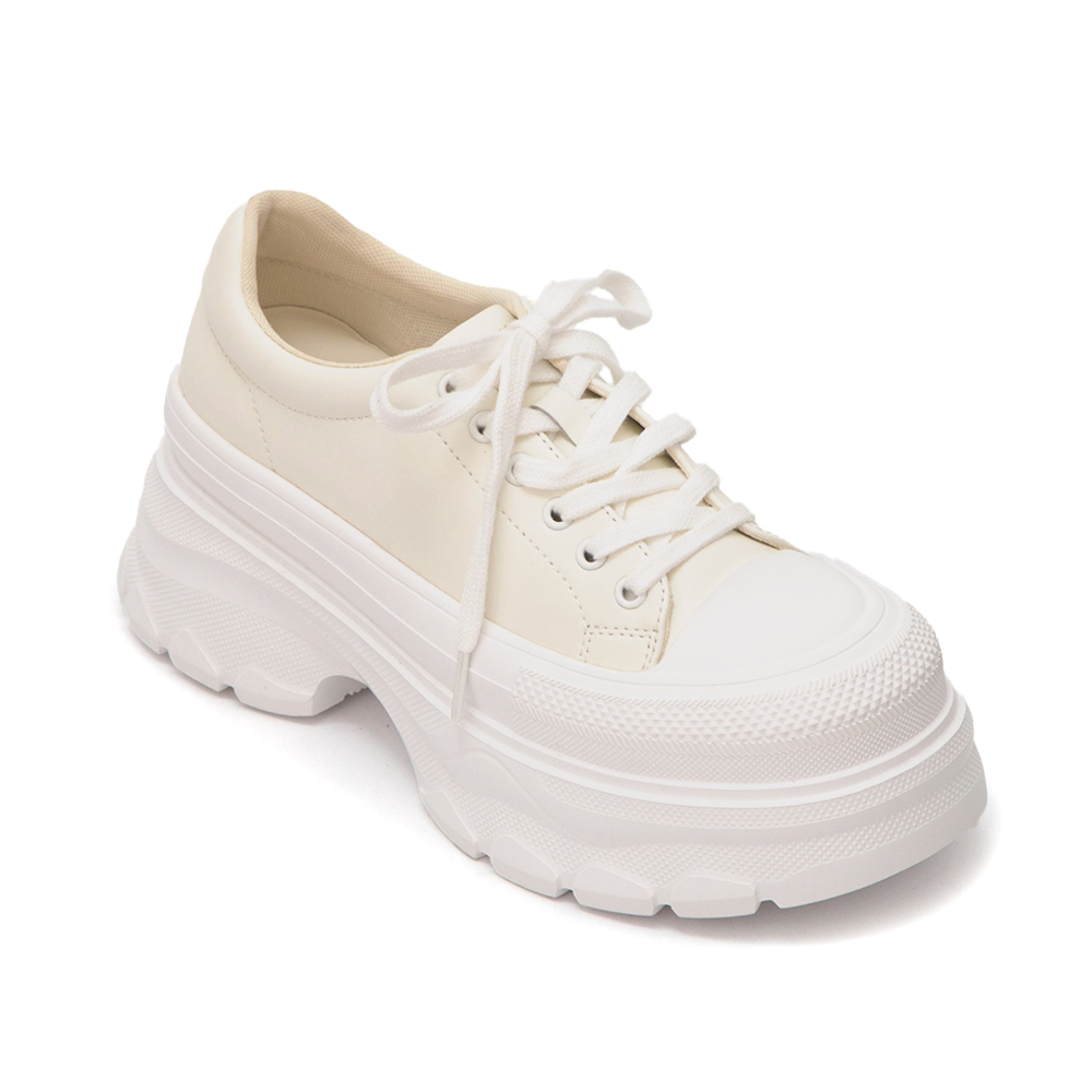 零重力輕運動厚底增高休閒鞋 米白