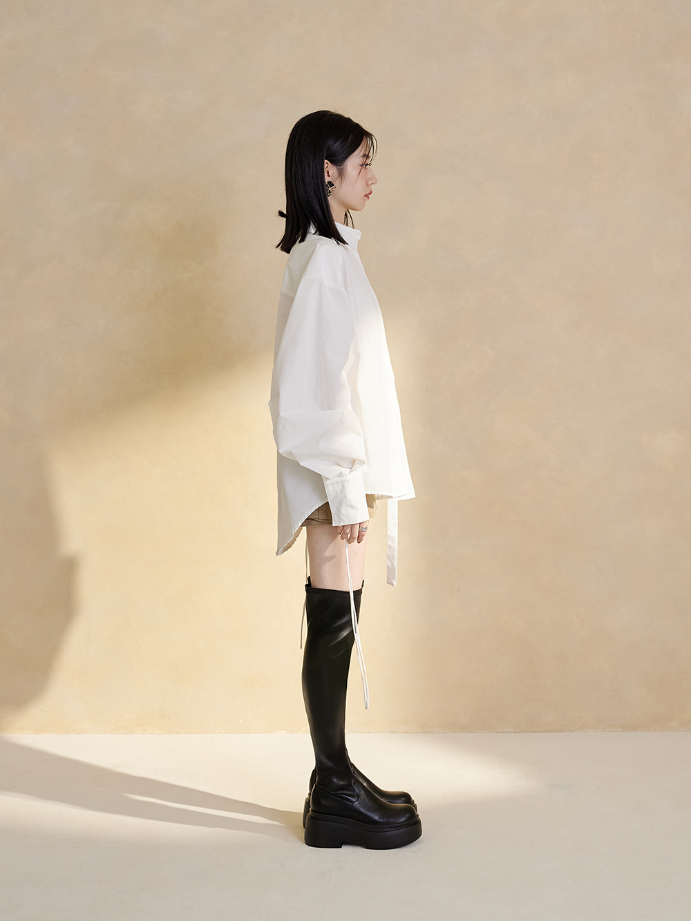 超激瘦.Plus級加厚鬆糕底瘦瘦膝上靴 時尚黑