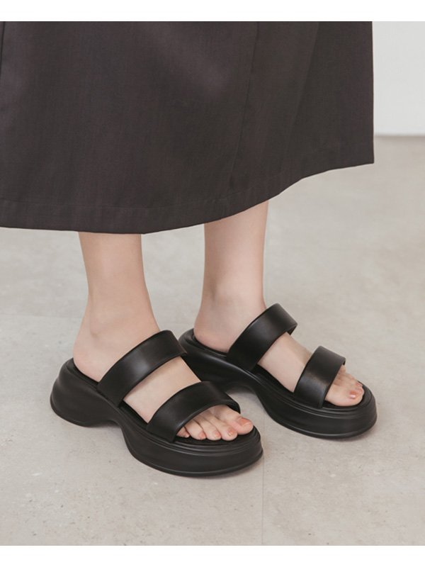 Airy Comfy Double-Strap Lightweight Sandals Black