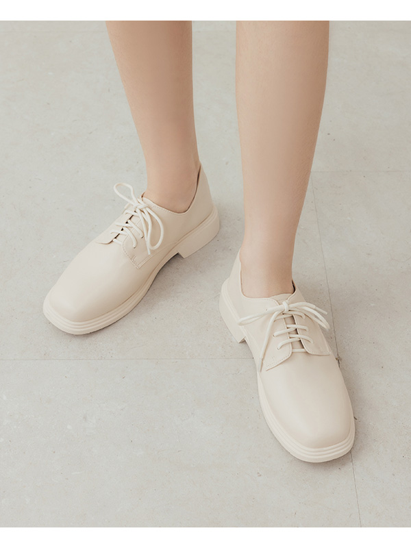 Soft Lace-Up Derby Shoes French Vanilla White