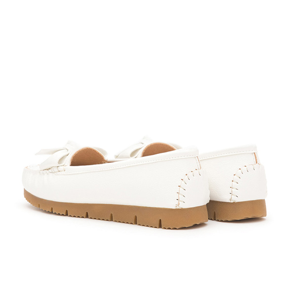 MIT Bow Platform Moccasins White