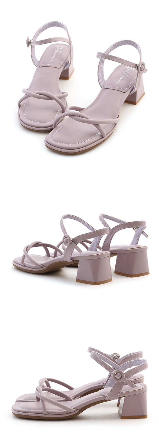 Knot Strap Cushioned Mid Heel Sandals Lavender