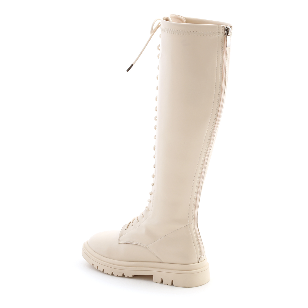 Soft Faux Leather Tall Martin Boots Vanilla