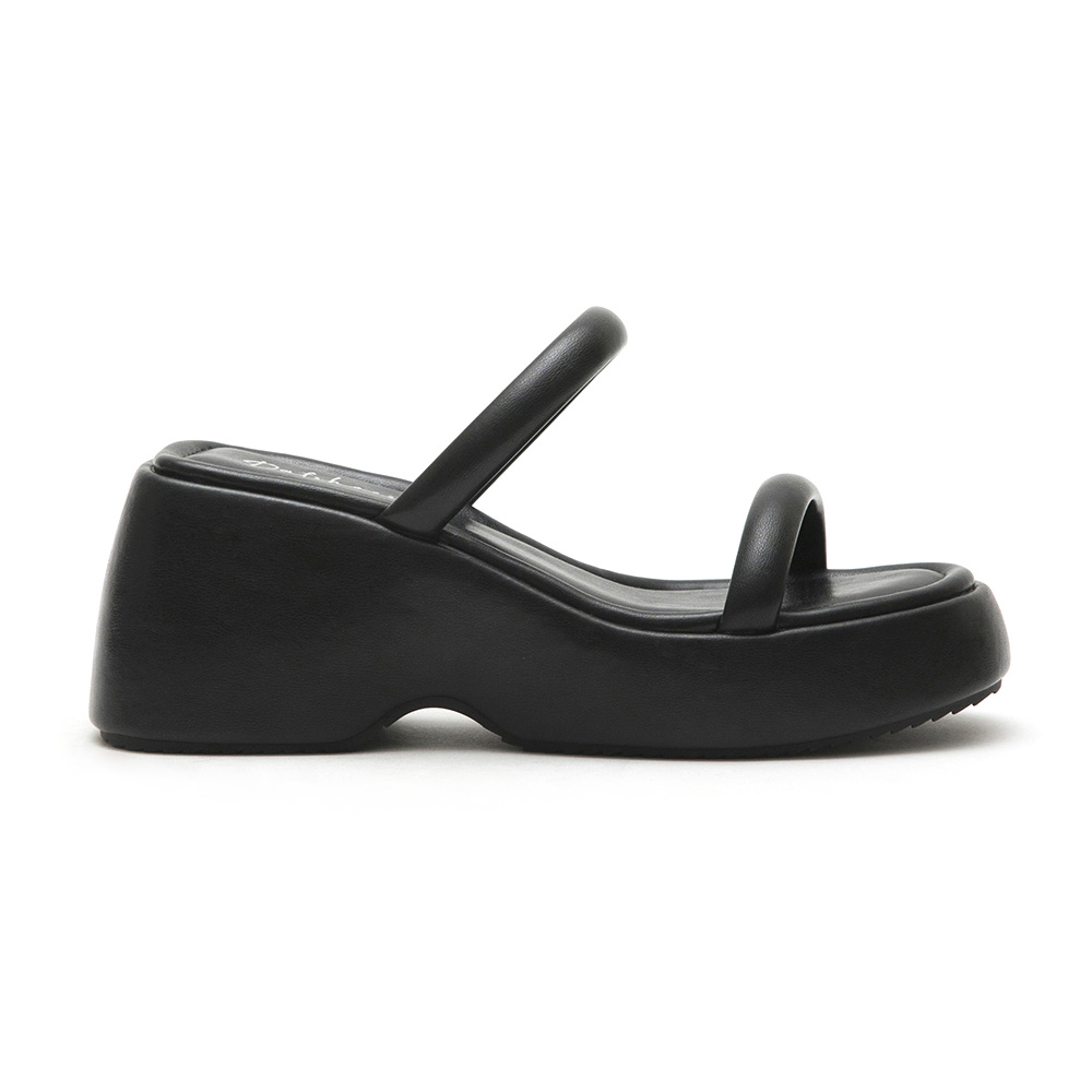 One-Strap Comfy Thick Sole Slide Sandals Black