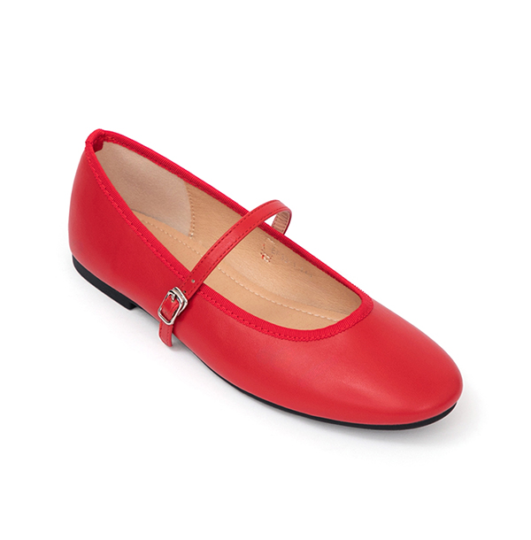 奧黛麗小圓頭平底瑪莉珍鞋 紅色