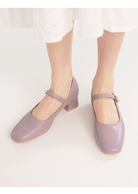 Heeled Mary Jane Shoes Lavender
