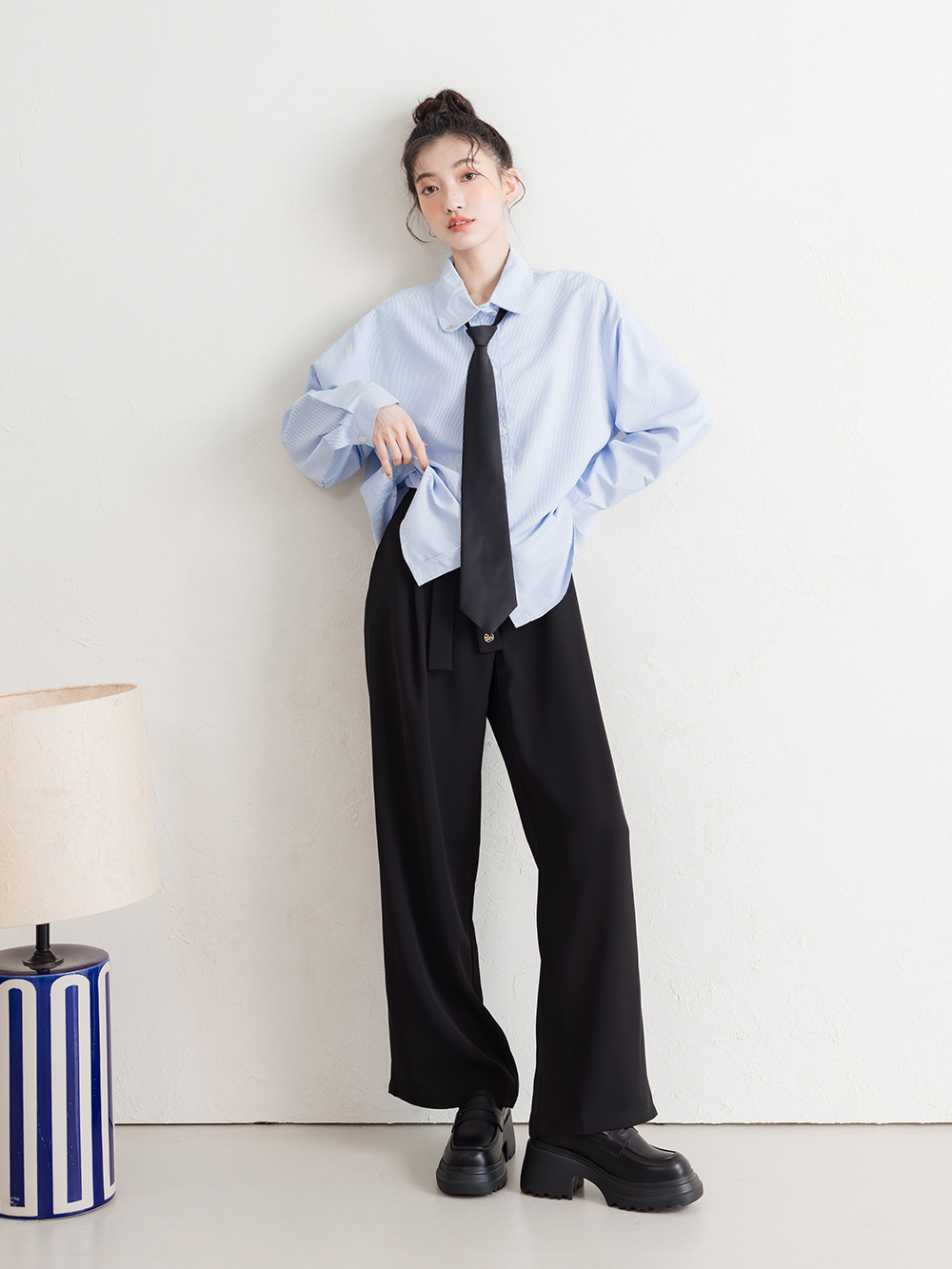 學霸女神增高加厚底樂福鞋 黑色