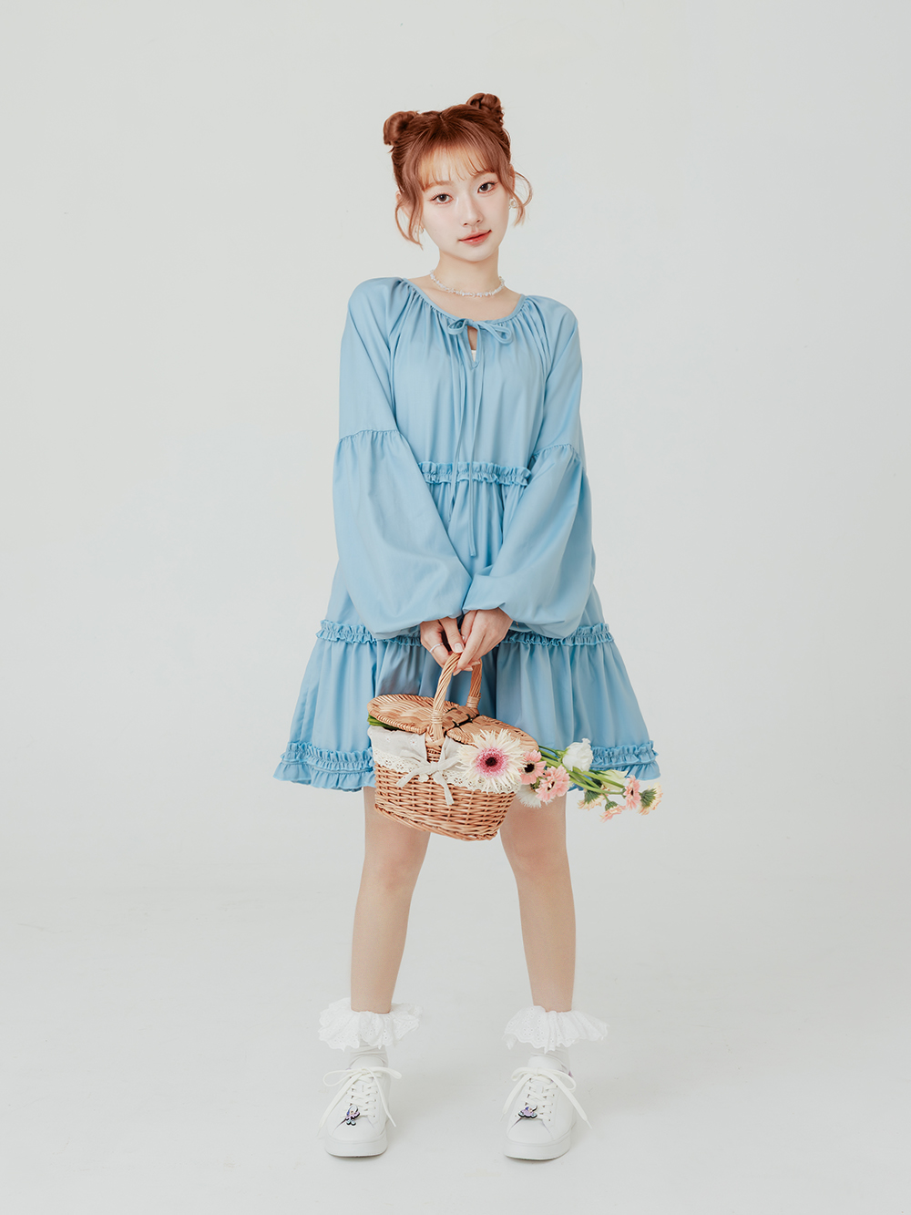 【Disney】牡蠣寶寶雙色鞋帶小白鞋 薰衣紫