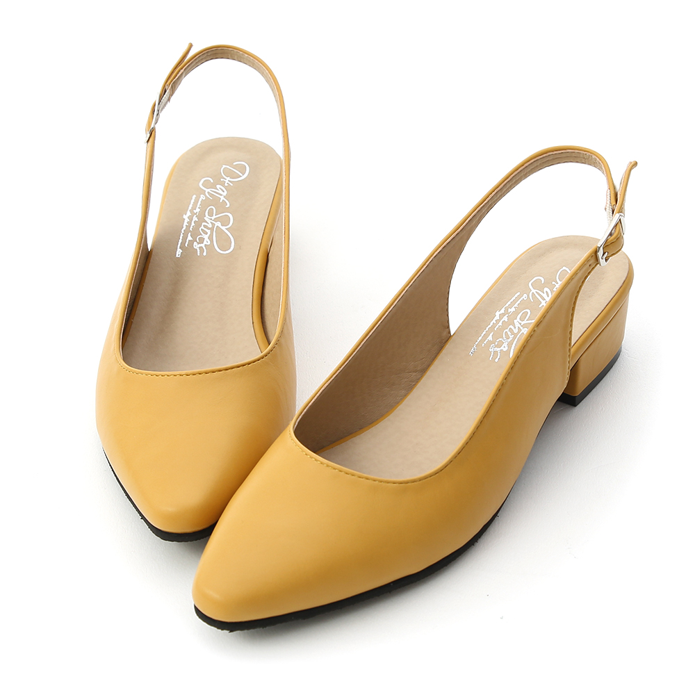Pointed Toe Slingback Low Heel Pumps Yellow │ D+AF Official Online Shop