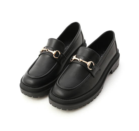 Thick Sole Horsebit Loafers Black
