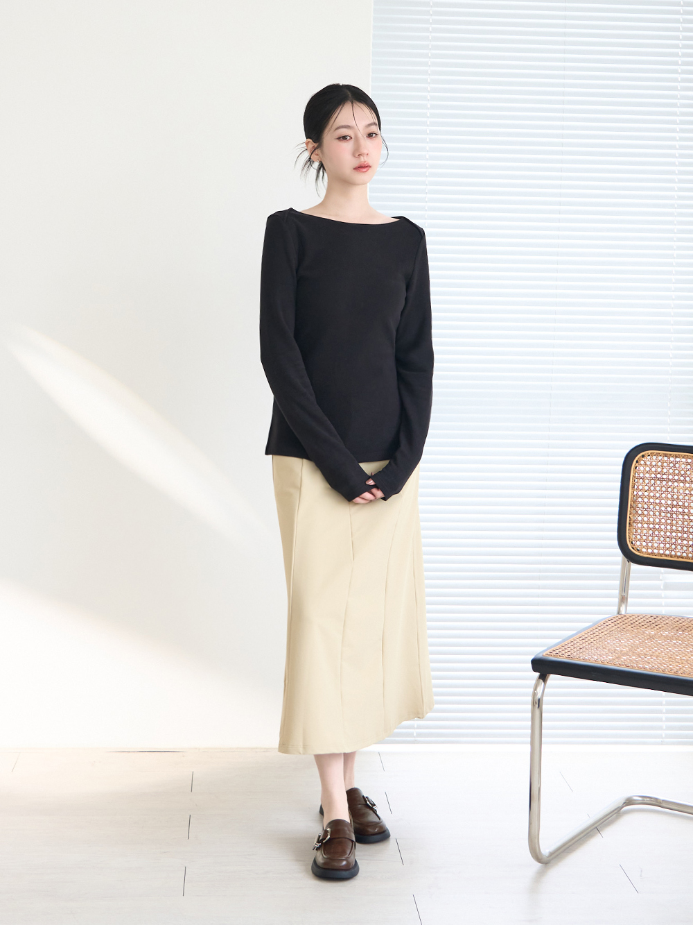 【真皮系列】親膚空氣棉方釦樂福鞋 咖啡色