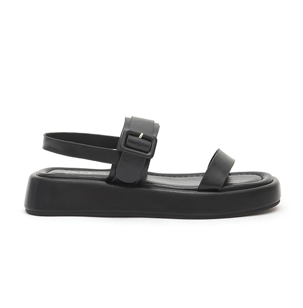 Square Buckle Thick Sole Sandals Black