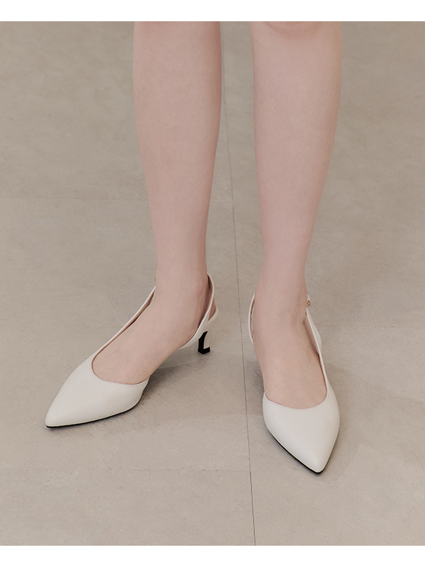 Pointed-Toe Mid-Heel Slingbacks 天使白