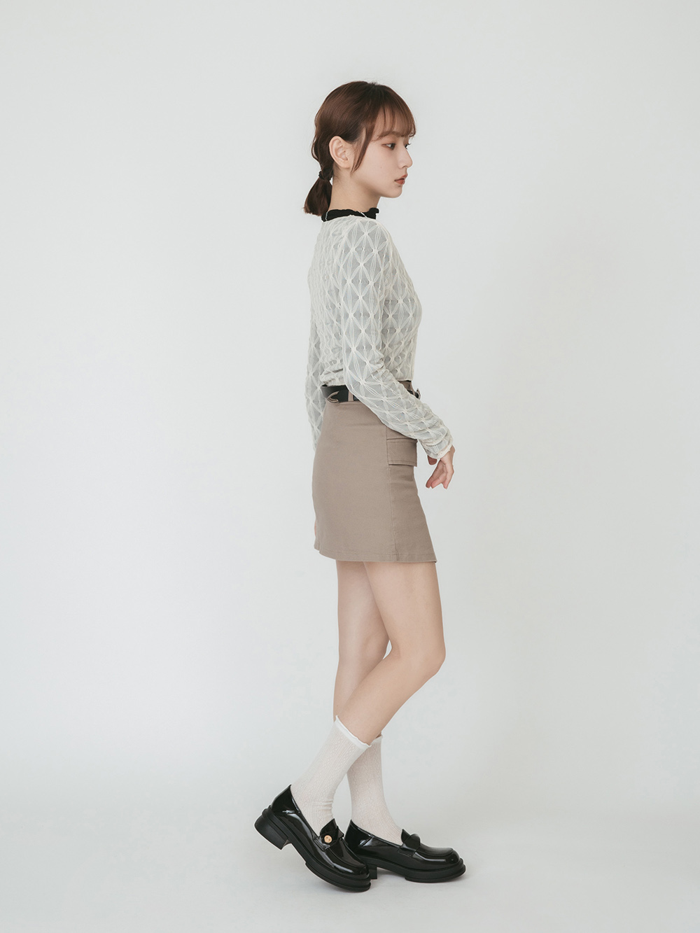 低調貴族．小錢幣扭結方頭樂福鞋 漆皮黑