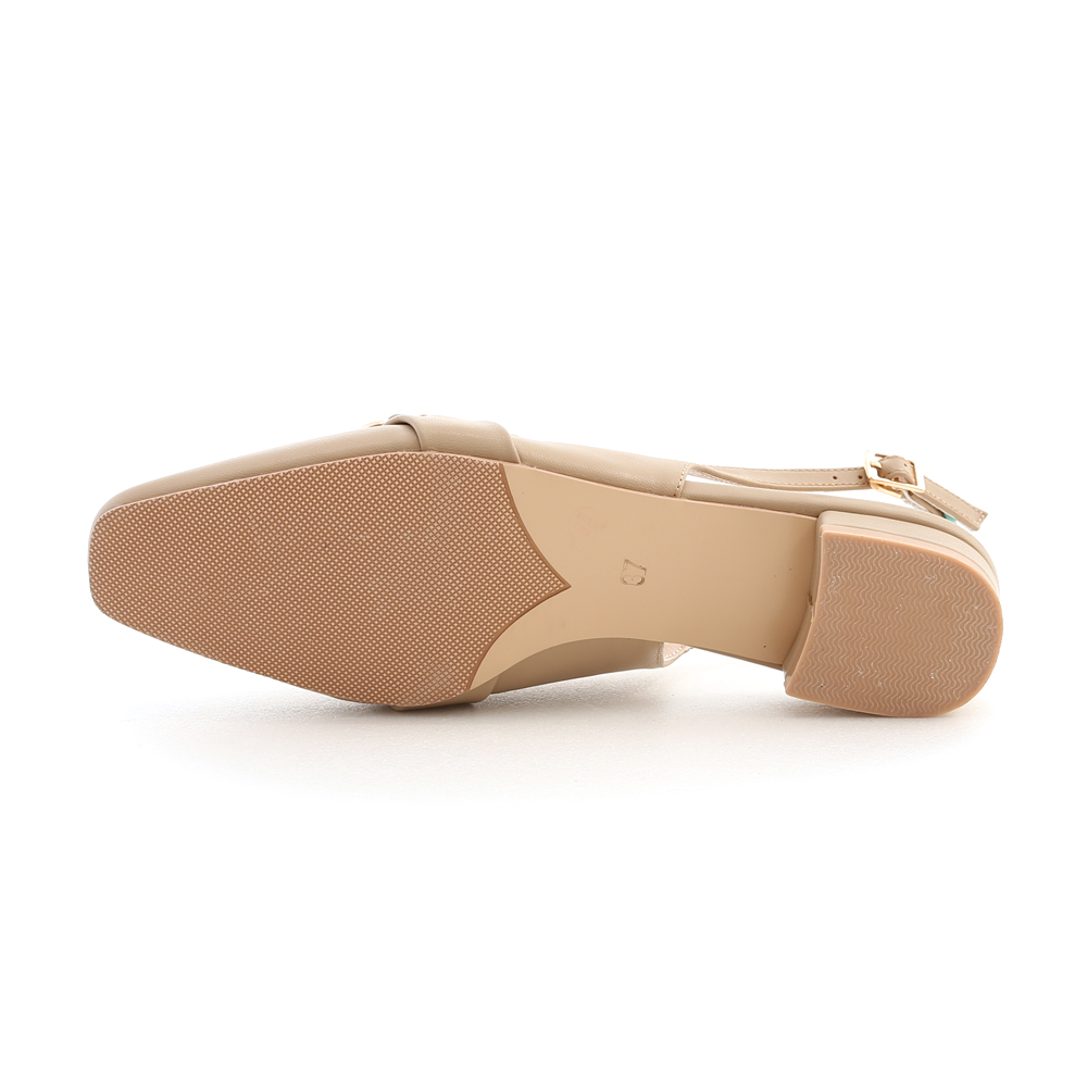 Chain Detail Slingback Heel Pumps Beige