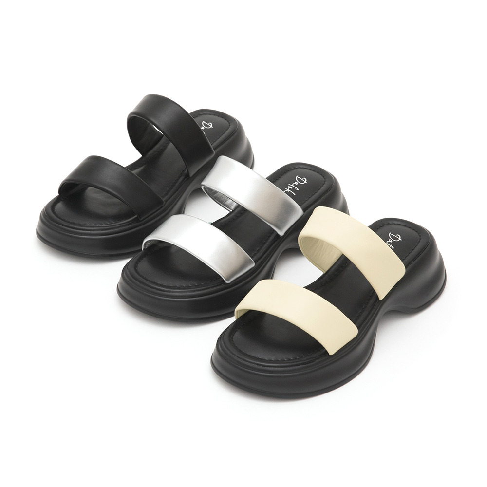 Airy Comfy Double-Strap Lightweight Sandals Black