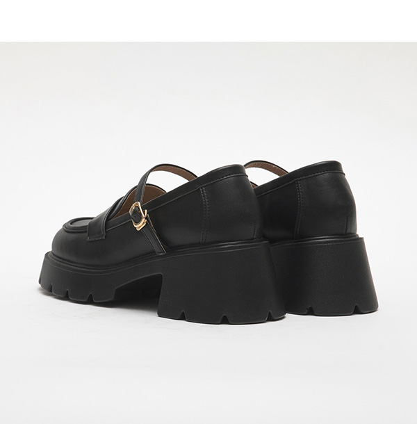 Lightweight Thick Sole Mary Jane Loafers Black