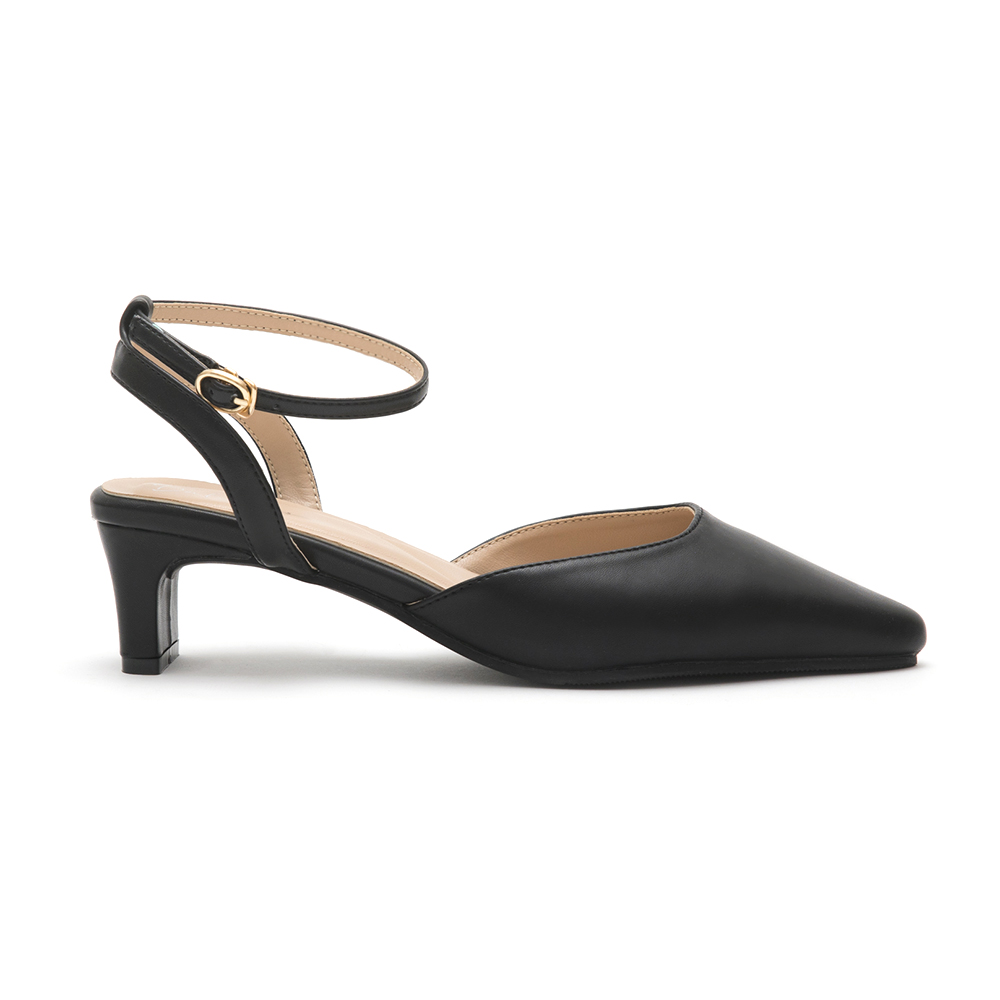 Elegant Pointed-Toe Flat Mary Jane Shoes Black