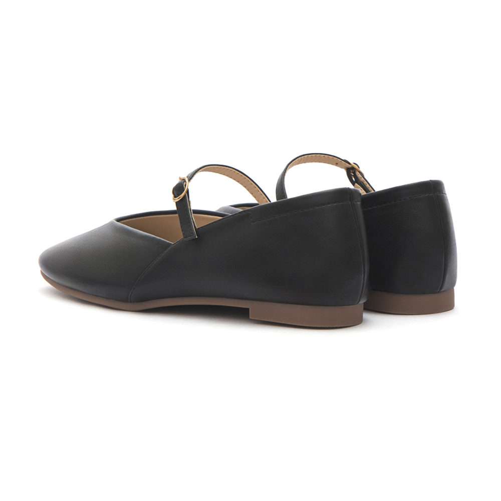 V-Cut Flat Mary Jane Shoes Black