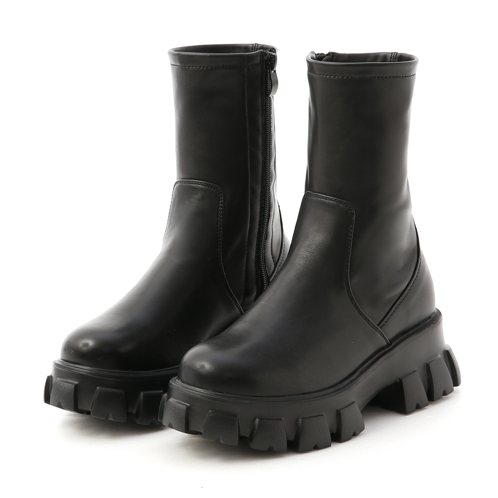 Lightweight Zigzag Chunky Sole Boots Black
