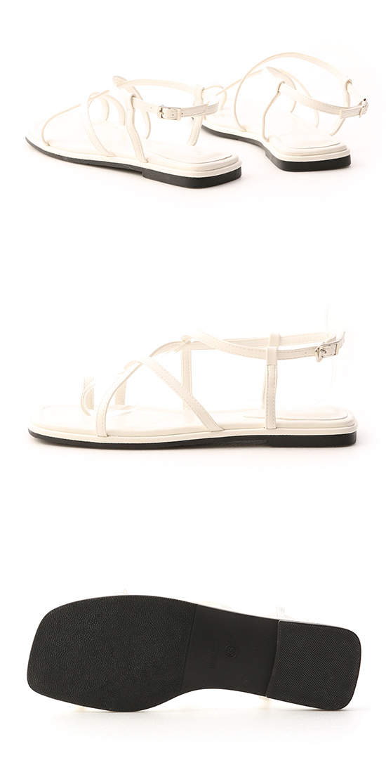 Cross Strap Toe Loop Sandals White