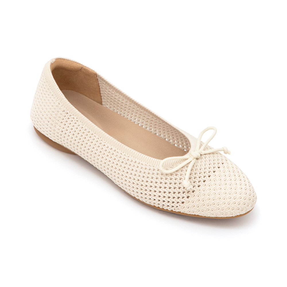 【3D零感雲織鞋】蝴蝶結圓頭芭蕾娃娃鞋 香草米