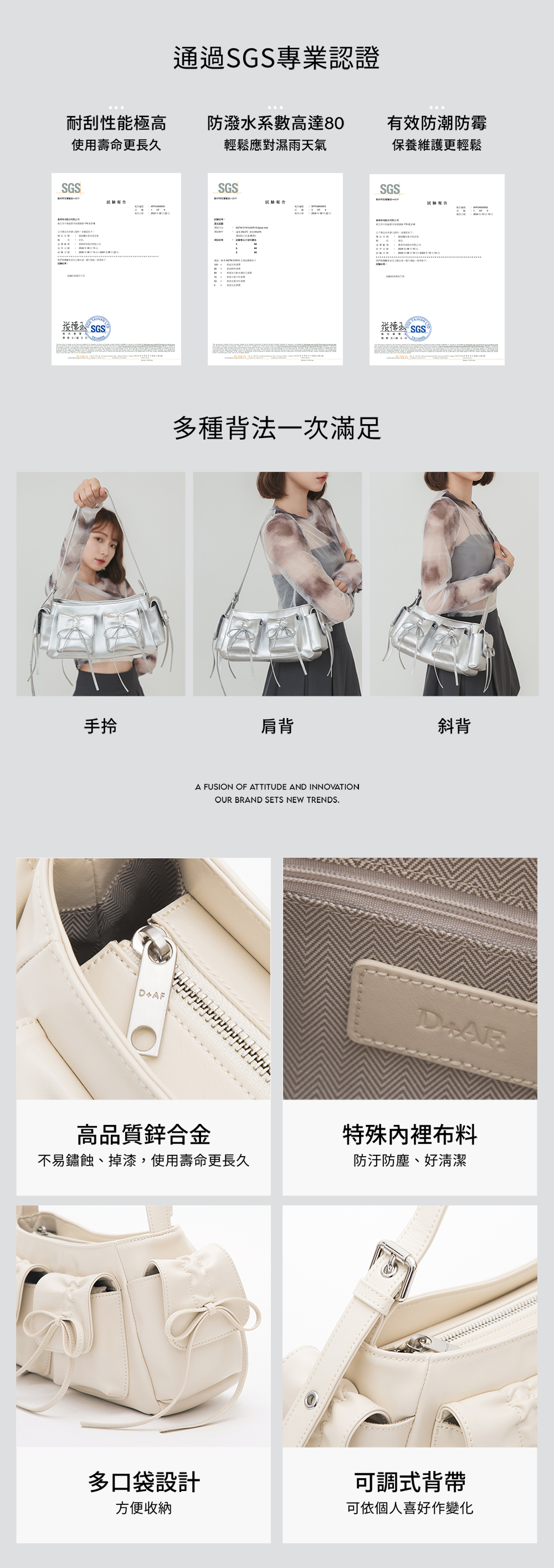 Nabi蝴蝶結多口袋二用側背包 黑