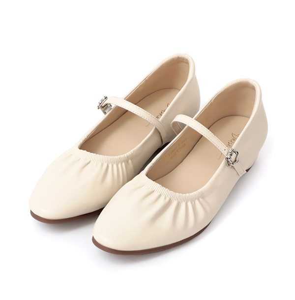 Hidden Wedge Ruched Mary Jane Shoes White