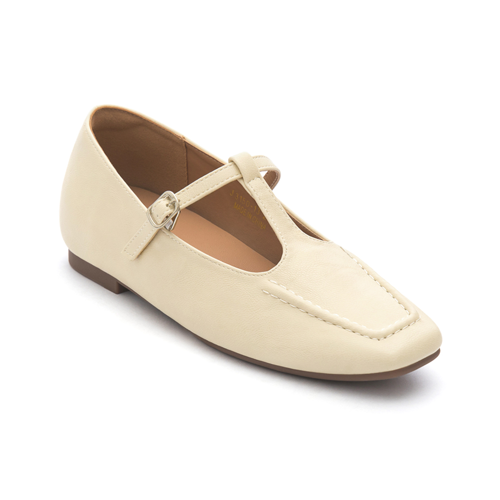 T-Strap Flat Mary Jane Shoes White