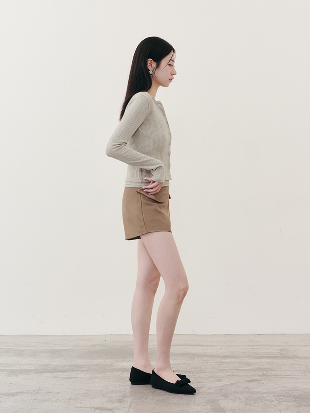 【3D零感雲織鞋】尖頭可拆卸蝴蝶結平底鞋 午夜黑