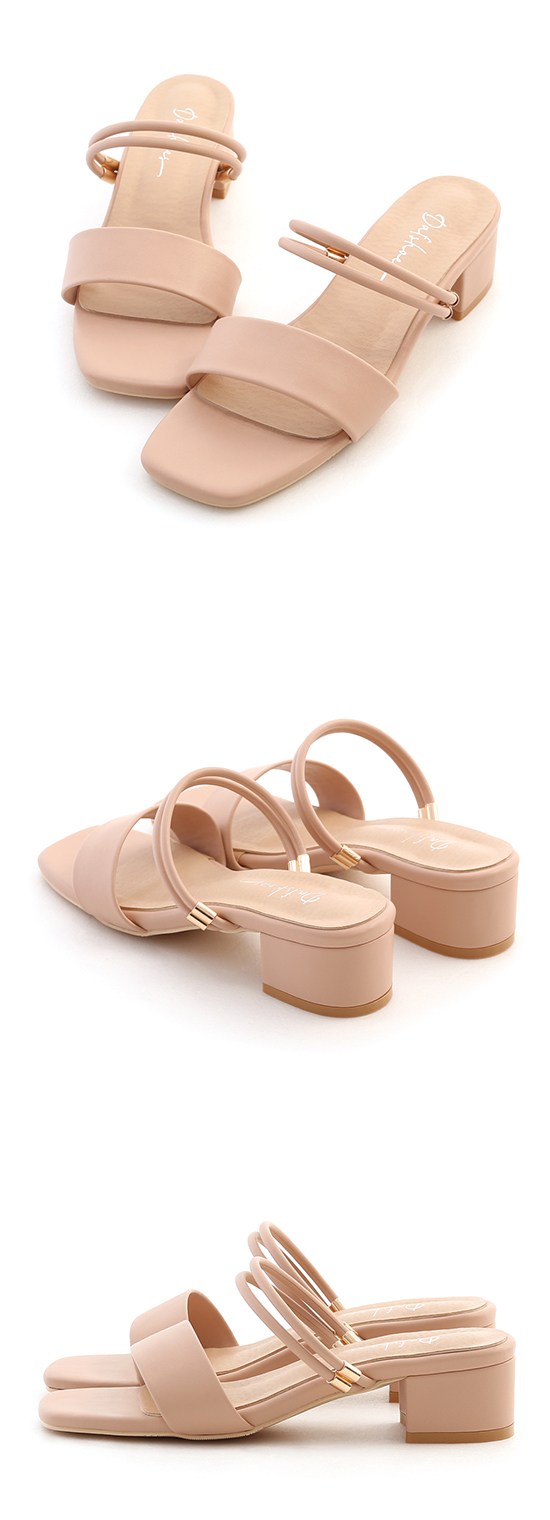 Two-ways Single Strap Low Heel Sandals Nude pink