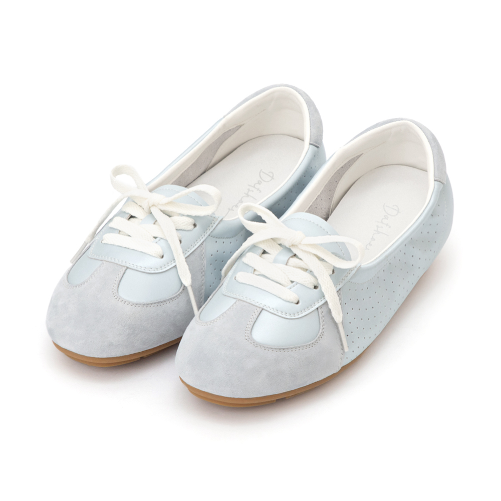 粉彩系列真皮綁帶淺口休閒鞋 藍色