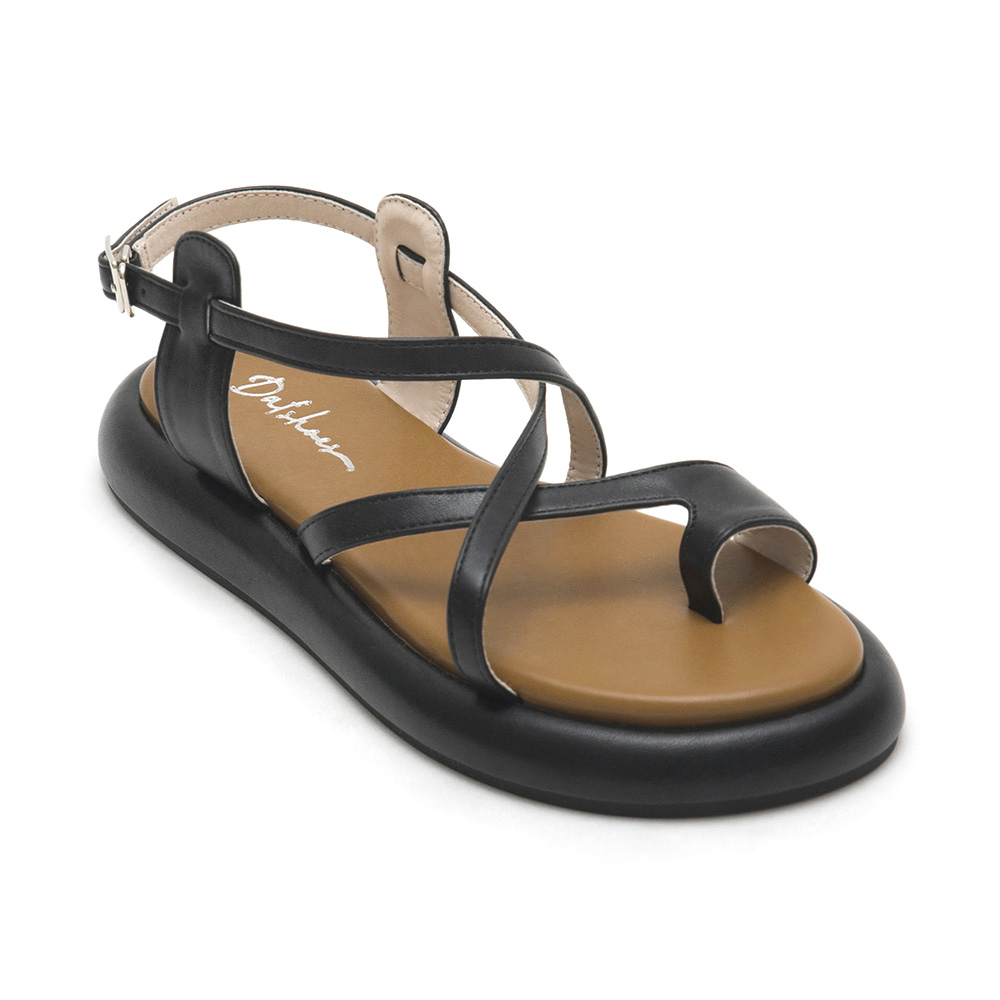 Layered Toe-Loop Platform Sandals Black
