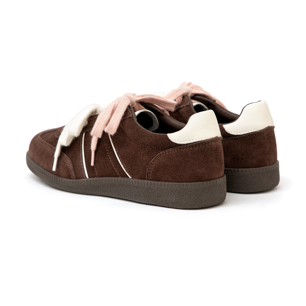 雙色鞋帶真皮復古德訓鞋 咖