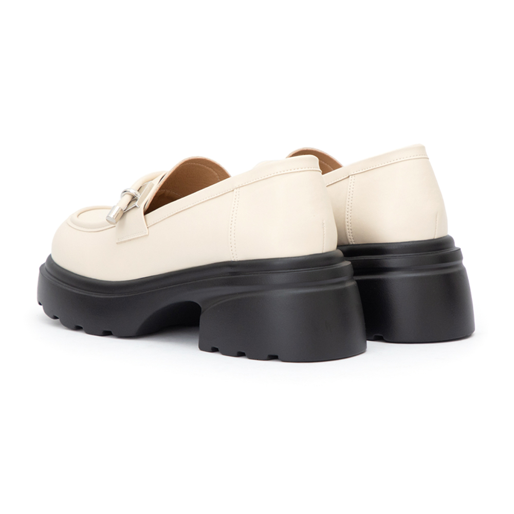 全日舒適小方塊厚底樂福鞋 米白色