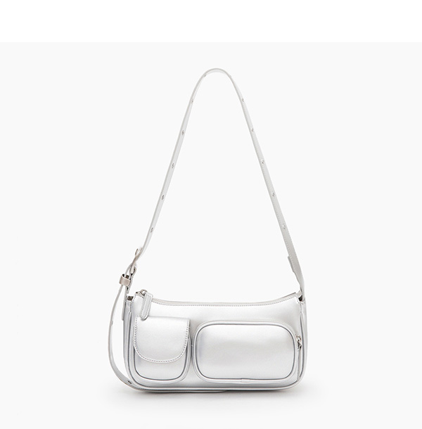 Multi-Pocket Crossbody Bag Silver