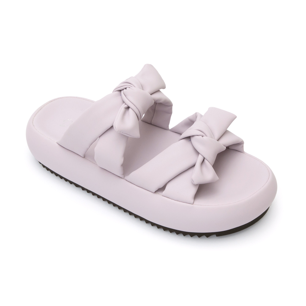 可愛雙蝴蝶結胖胖底氣墊拖鞋 紫
