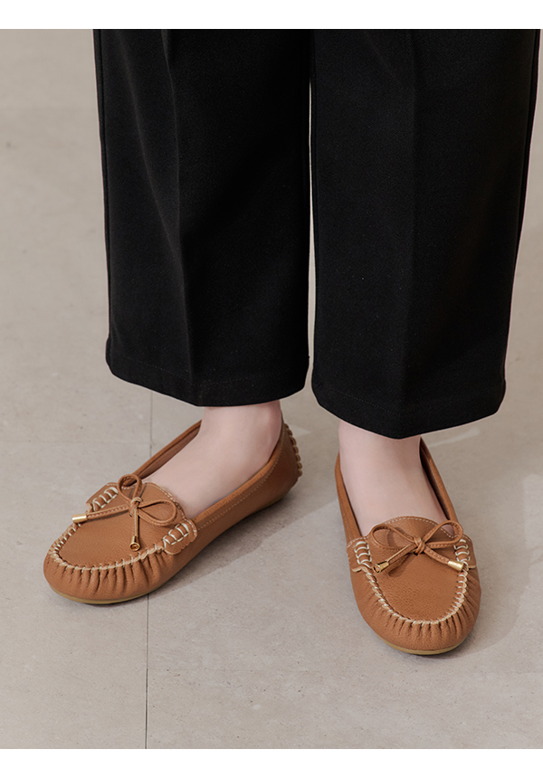 Soft MIT Bow Loafer Moccasins Brown