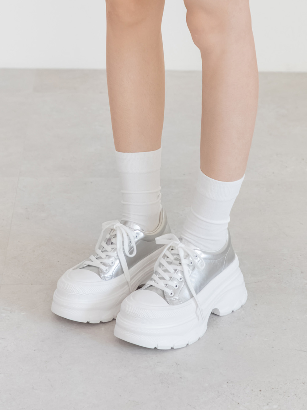 零重力輕運動厚底增高休閒鞋 銀色