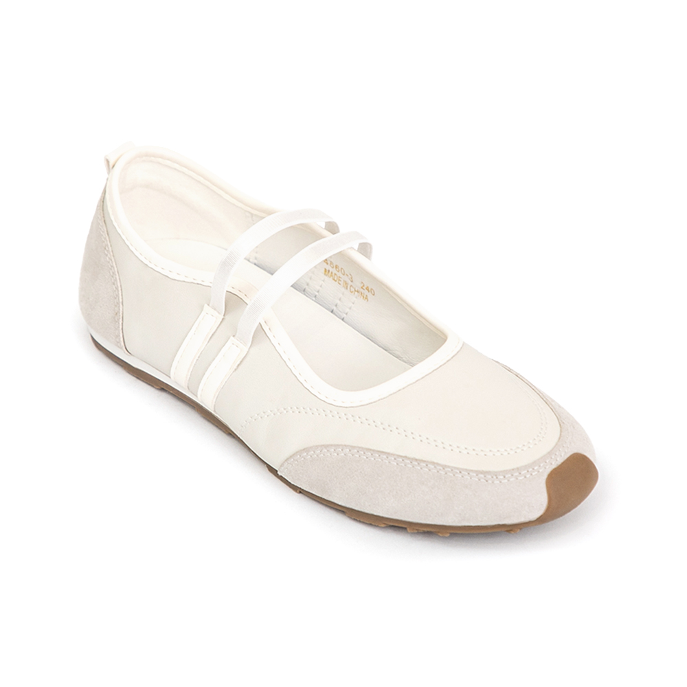 青春無敵雙帶機能芭蕾鞋 米