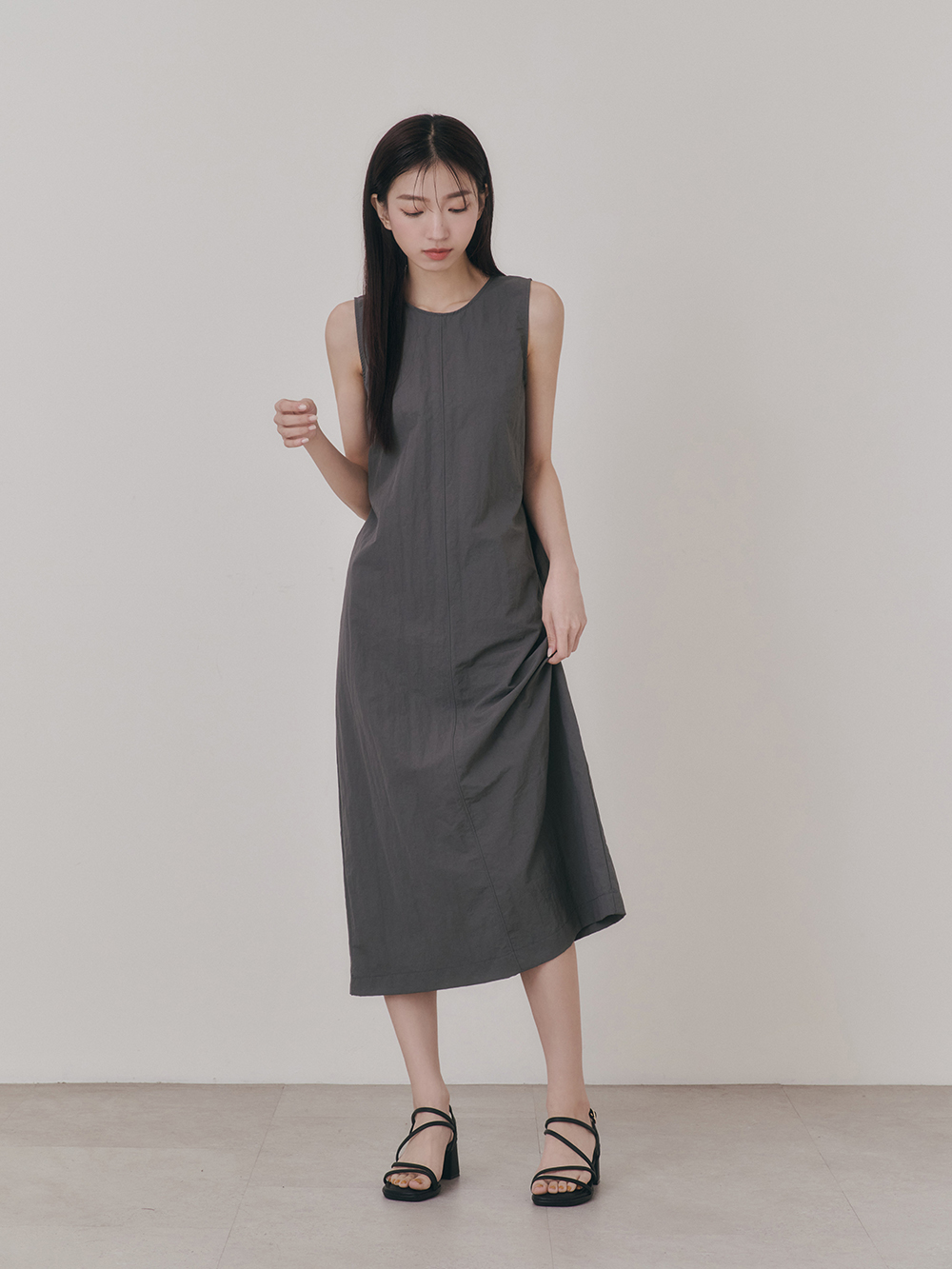 彩虹泡泡糖.泡芙軟墊細帶高跟涼鞋 時尚黑