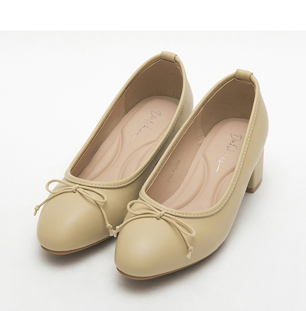 4D Cushioned Mid-Heel Ballets Shoes 黃