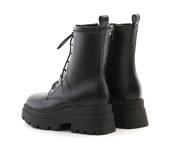 Chunky Sole Lace-up Boots Black