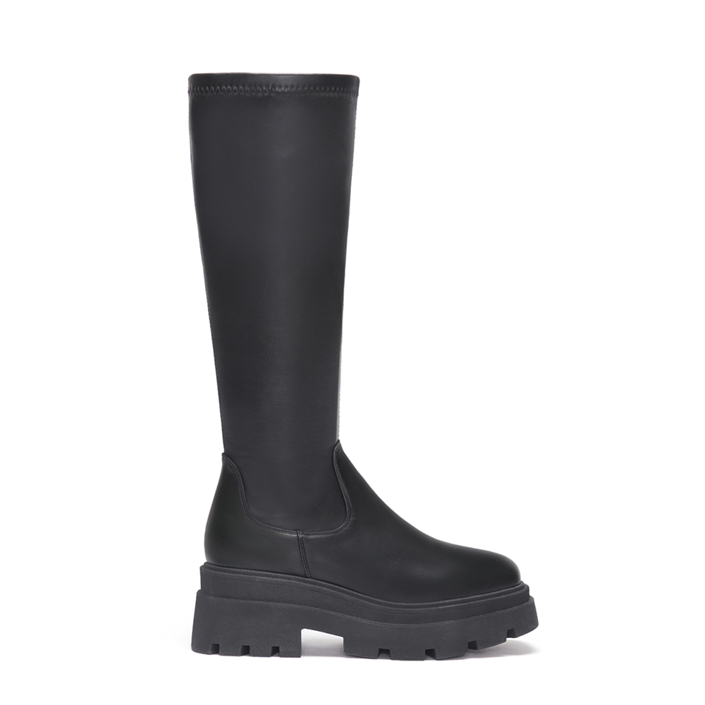 完美進化．增高厚底方糖瘦瘦長靴 時尚黑