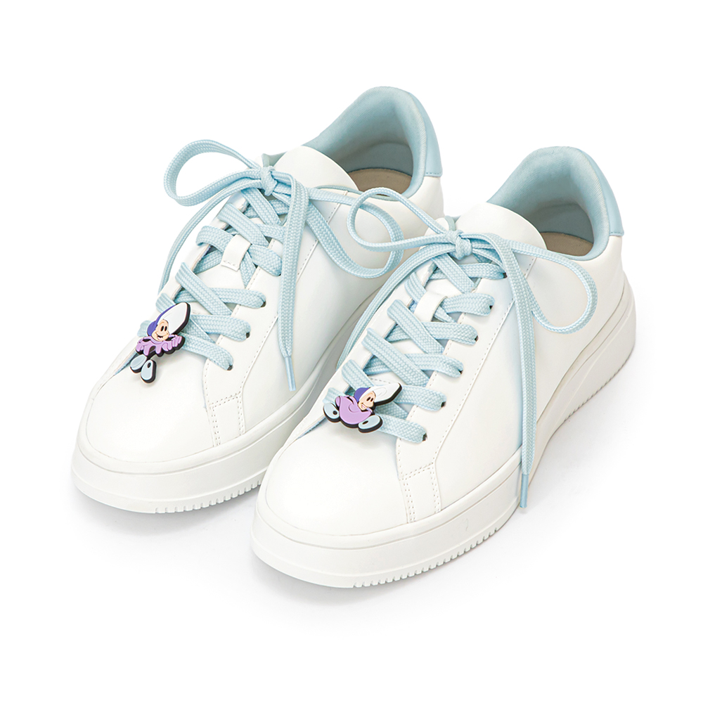 【Disney】牡蠣寶寶雙色鞋帶小白鞋 天空藍